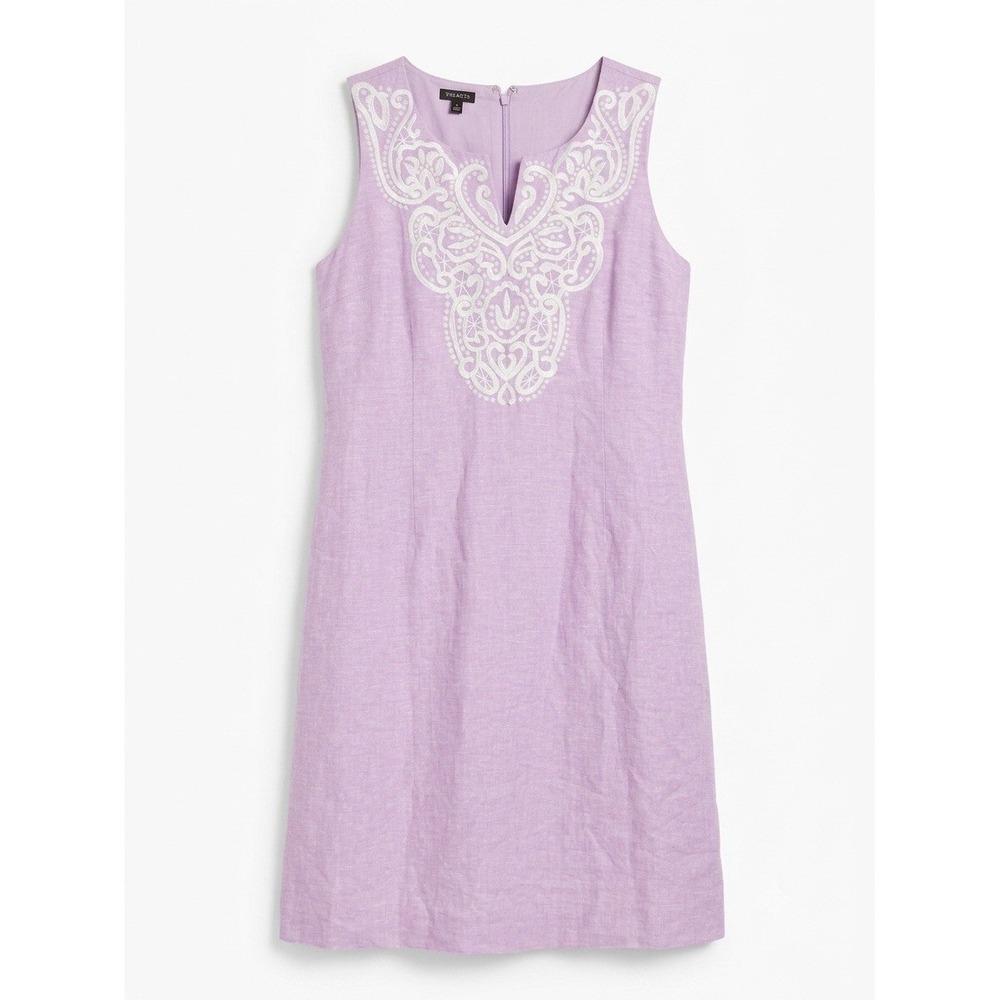 Talbots Linen Cotton L Dress 12 Summer Boho Chic Event Party Dressy